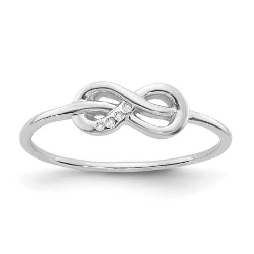 Ring aus 925er-Sterlingsilber, poliertes weißes Eis, Unendlichkeitssymbol, US-Größe 7, 1,5 mm breit, Schmuck für Damen, One Size, Metall Diamanten Edelstein Metall:, Diamant von JewelryWeb