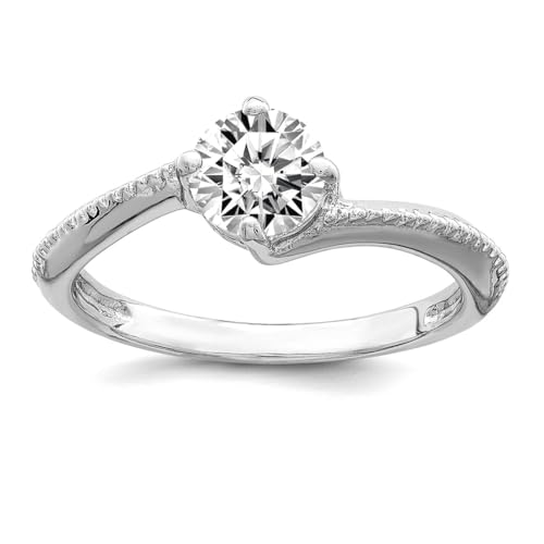 Ring aus 925er-Sterlingsilber, rhodiniert, Zirkonia, simulierter Diamant, Größe 7, Bandstil-Ring für Damen von JewelryWeb