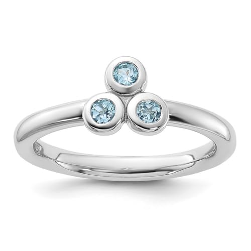 Ring aus 925er-Sterlingsilber, rhodiniert, leichter Schweizer Blautopas, Größe 6, 2,48 mm breit, Schmuck für Damen, One Size, Metall Blautopas Edelstein Metall:, Schweizer Blautopas von JewelryWeb