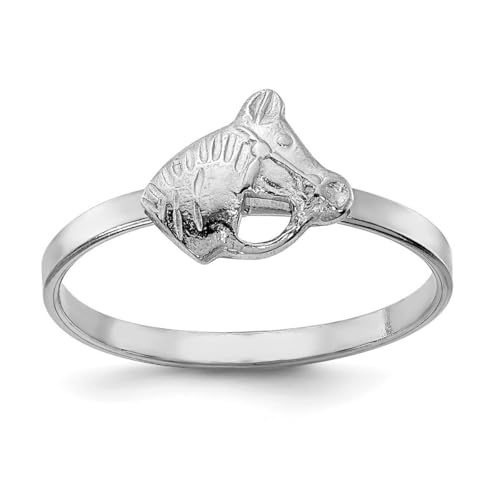 Ring aus 925er-Sterlingsilber, strukturiert, rechtsbeschichtet, für Jungen oder Mädchen, poliertes Pferd, Größe F, 7,5 mm breit, Sterling Silber von JewelryWeb