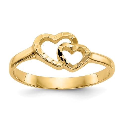 Ring aus massivem Gold, 2 mm, für Jungen oder Mädchen, Liebesherz, Größe L 1/20 von JewelryWeb