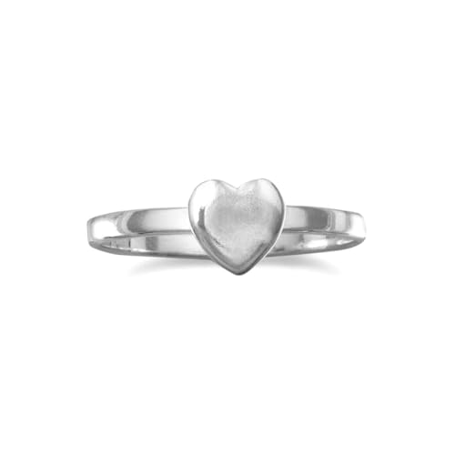 Ring aus poliertem 925er-Sterlingsilber, 7 mm, Herzform, 2 mm breit, US-Größe 7, Schmuck für Damen Ring aus poliertem 925er-Sterlingsilber, 7 mm, Herzform, 2 mm breit, US-Größe 7, Schmuck für Damen von JewelryWeb