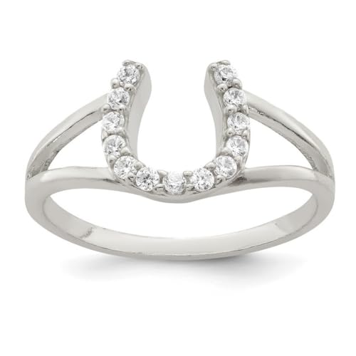 Ring aus poliertem Sterlingsilber mit Zirkonia, Hufeisen-Größen: 6, 7, 8 von JewelryWeb