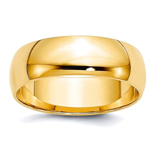 Ring für Damen und Herren, 10 Karat Gelbgold, massiv, poliert, leicht, 6 mm, halbrund, Ringgröße 6 von JewelryWeb