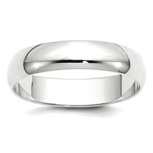 Ring für Damen und Herren, 10 Karat Weißgold, massiv, poliert, leicht, 5 mm, halbrund, Ringgröße 7 von JewelryWeb