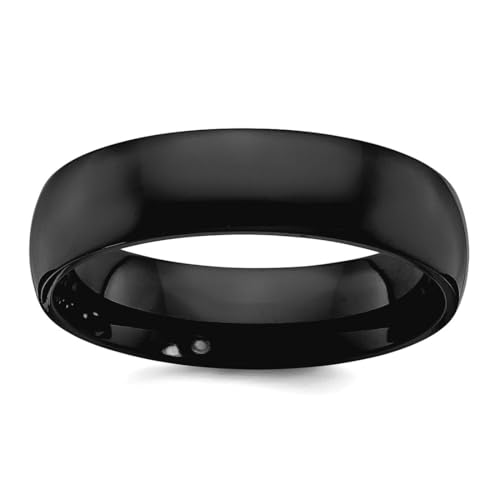Ring für Damen und Herren, schwarzer Zirkonia, poliert, 6 mm, Band-Stil, US 13 | EU 70.25 | DE 22 | JP 26.5 | UK Z+1, Edelstein Metall Edelstein Metall: Zirkonia, Zirkon von JewelryWeb