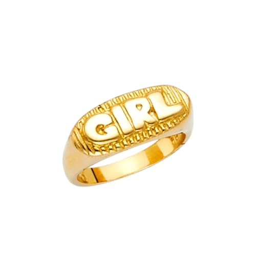 Ring für Jungen und Mädchen, 14 Karat Gelbgold, Größe 3, One Size, Metall Gelbgold Goldfarben Metall: Gelbgold, Kein Edelstein von JewelryWeb