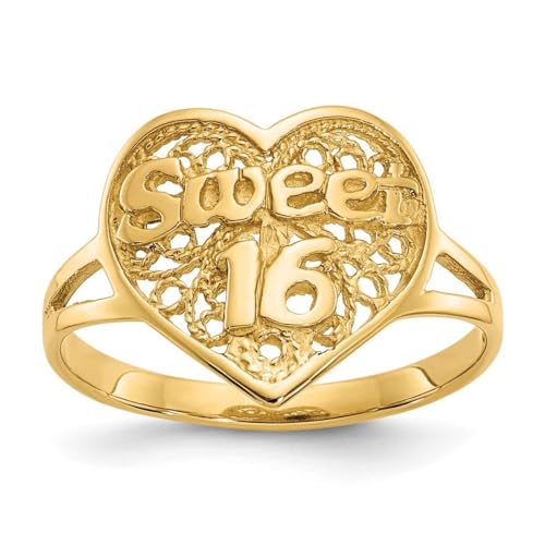 Ring mit Herzanhänger, goldfarben, 2 bis 6 mm, Größe L 1/20, Schmuckgeschenke für Damen von JewelryWeb