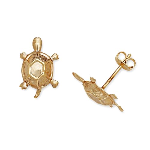 Schildkrötenprägung aus 14 Karat Gelbgold für Jungen oder Mädchen. Maße: 12 x 8 mm von JewelryWeb