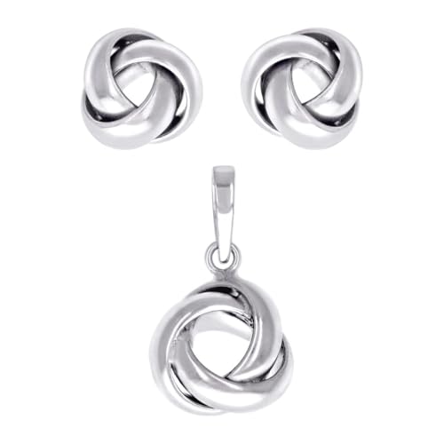 Schmuck-Set für Damen, 925er-Sterlingsilber, Liebesknoten, Ohrringe und Anhänger, Halsketten-Set für Frauen von JewelryWeb