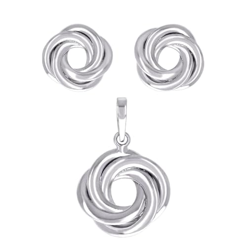 Schmuck-Set für Damen, 925er-Sterlingsilber, Liebesknoten, Ohrringe und Anhänger, Halsketten-Set für Frauen von JewelryWeb