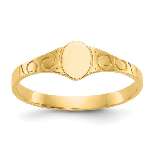 Siegelring für Jungen oder Mädchen, goldfarben, poliert, oval, Größe F 00 von JewelryWeb