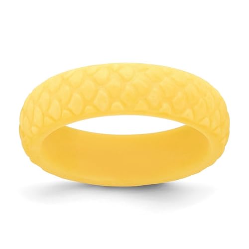 Silikonband mit gelbem Meerjungfrauenmuster, 5,7 mm, Schmuckgeschenke für Damen – Ringgrößen-Optionen: J bis T von JewelryWeb