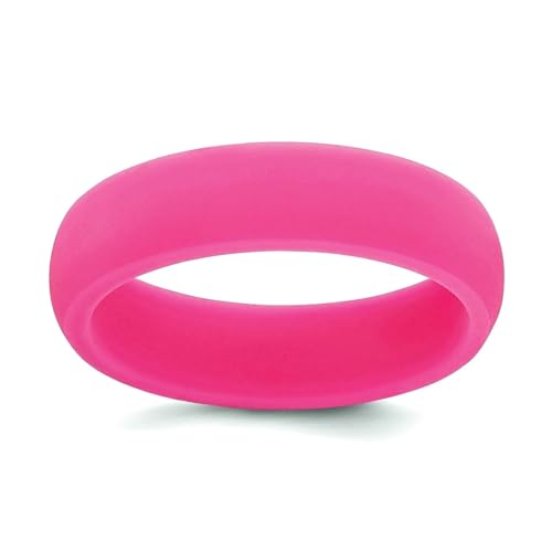Silikonring für Damen und Herren, gewölbt, 5,7 mm, Hot Pink, US 7 | EU 55.25 | DE 17.25 | JP 14 | UK O, Silikon, Kein Edelstein von JewelryWeb