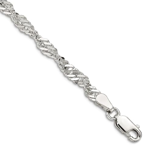 Singapur-Kettenarmband, 925er-Sterlingsilber, poliert, 3,50 mm, Karabinerverschluss, Gliederarmband für Damen und Herren, 20 centimeters, Metall Silber Sterling-Silber, Kein Edelstein von JewelryWeb