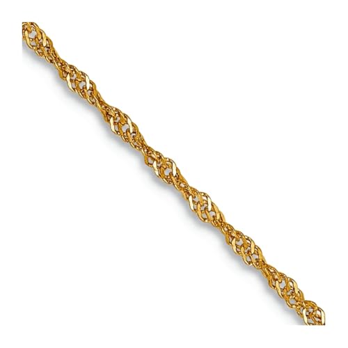 Singapurkette, 14 Karat Gold, 1,10 mm, Halskette für Damen und Herren, 36 centimeters, Gold Metall Gelbgold, Kein Edelstein von JewelryWeb