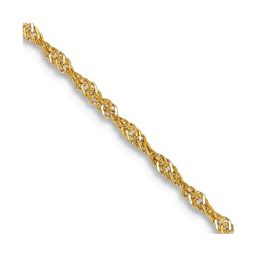 Singapurkette aus 10 Karat Gelbgold, massiver Federring, 1,10 mm, 41 cm, für Damen und Herren von JewelryWeb