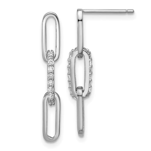 Ss Rhodinierte, polierte Zirkonia, künstliche Diamanten, Büroklammer, lange Ohrhänger, 26,5 x 3,75 mm breit, Schmuckgeschenk für Mutter, Einheitsgröße, Zirkonia, Edelstein, Metall, kubisch, One Size Ss Rhodinierte, polierte Zirkonia, künstliche Diamanten, Büroklammer, lange Ohrhänger, 26,5 x 3,75 mm breit, Schmuckgeschenk für Mutter, Einheitsgröße, Zirkonia, Edelstein, Metall, kubisch, One Size von JewelryWeb