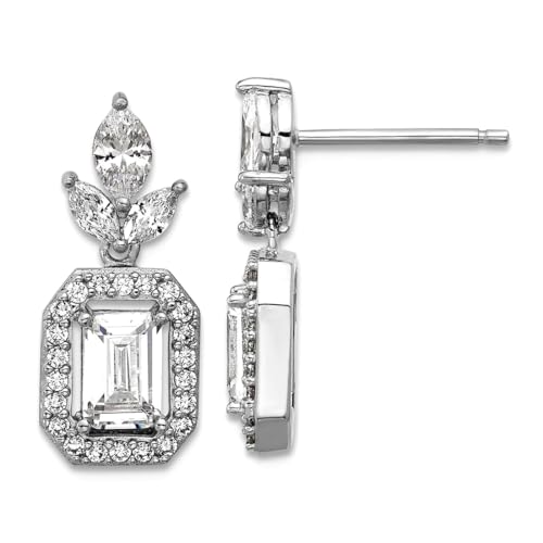 Ss Rhodinierte Ohrringe mit Smaragdschliff, Zirkonia, künstlicher Diamant, Halo-Pfost, lang, 19,2 x 8,2 mm breit, Schmuckgeschenk für Mutter, Einheitsgröße, Zirkonia, Edelstein, Metall, Zirkonia, One Ss Rhodinierte Ohrringe mit Smaragdschliff, Zirkonia, künstlicher Diamant, Halo-Pfost, lang, 19,2 x 8,2 mm breit, Schmuckgeschenk für Mutter, Einheitsgröße, Zirkonia, Edelstein, Metall, Zirkonia, One von Cheryl M