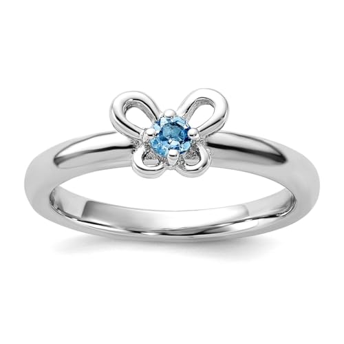 Stapelbarer Ring aus 925er Sterlingsilber, blauer Topas, Größe 8, stapelbarer Ring für Damen Stapelbarer Ring aus 925er Sterlingsilber, blauer Topas, Größe 8, stapelbarer Ring für Damen von JewelryWeb