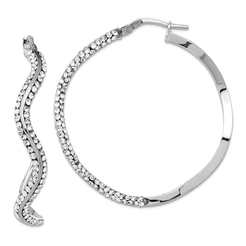 Stellux-Creolen, 925er-Sterlingsilber, poliert, Scharnier, gewellt, Maße: 40 x 40 mm breit, 3 mm dick, Schmuck für Damen Stellux-Creolen, 925er-Sterlingsilber, poliert, Scharnier, gewellt, Maße: 40 x 40 mm breit, 3 mm dick, Schmuck für Damen von JewelryWeb