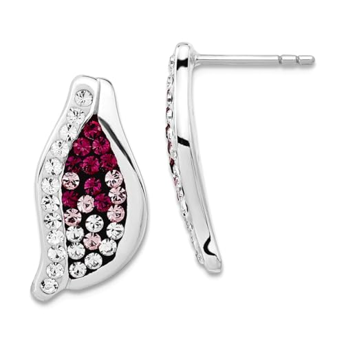 Stellux-Kristall-Ohrstecker, 925er-Sterlingsilber, 20 x 10 mm breit, Ohrstecker für Damen von JewelryWeb