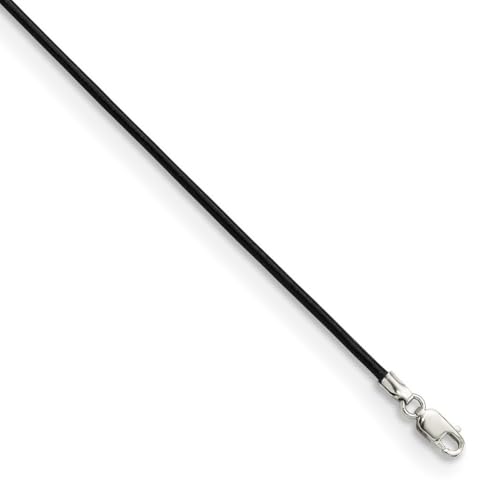 JewelryWeb Halskette aus Sterlingsilber, schwarzes Lederband, Länge wählbar 41, 46, 51 und 1,5 mm, 2 mm, 3 mm, Metall von JewelryWeb