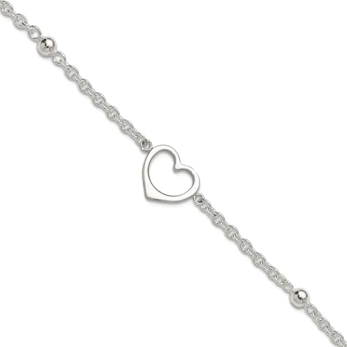 Sterling Silber Herz Baumeln Fußkettchen – 25,4 cm – Karabinerverschluss – JewelryWeb von JewelryWeb