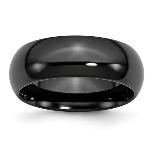 Titan poliert gravierbar schwarz 8 mm Bandring Schmuck für Damen – Ringgrößenoptionen: 50 bis 70 von JewelryWeb