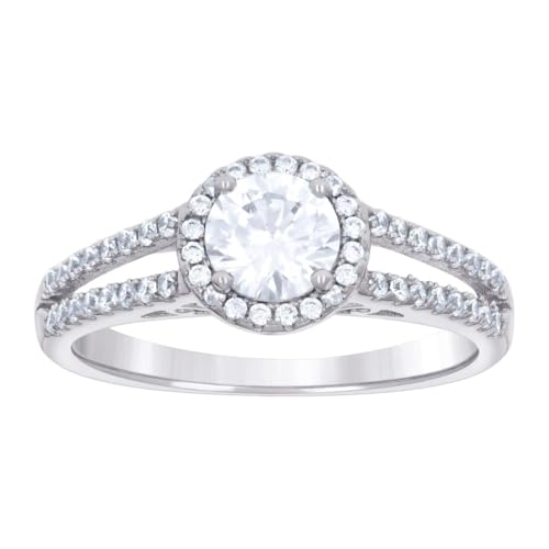 Verlobungsring für Damen, 925er-Sterlingsilber, 1,30 Karat, Moissanit, 7,1 mm lang, Größe 8, Verlobungsring für Damen von JewelryWeb