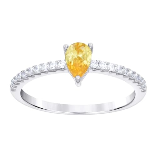 Verlobungsring für Damen, 925er Sterlingsilber, Gelb-Weiß, Birne, runder Zirkonia, simulierter Diamant, Größe 6, Verlobungsring für Frauen Verlobungsring für Damen, 925er Sterlingsilber, Gelb-Weiß, Birne, runder Zirkonia, simulierter Diamant, Größe 6, Verlobungsring für Frauen von JewelryWeb