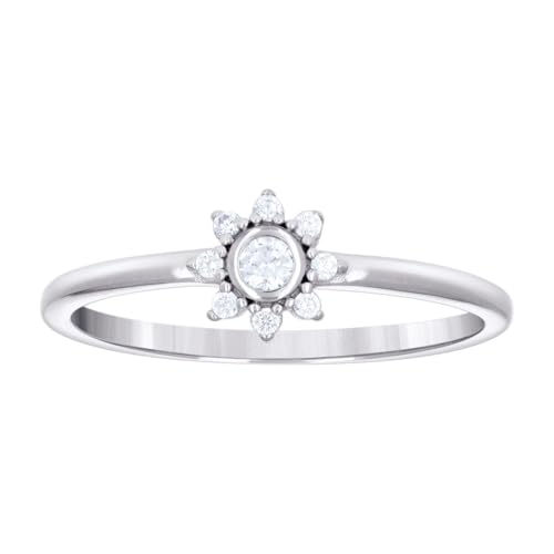 Verlobungsring für Damen, 925er-Sterlingsilber, Zirkonia, künstlicher Diamant, Blume, 6,9 mm breit, Größe 5, Verlobungsring für Frauen Verlobungsring für Damen, 925er-Sterlingsilber, Zirkonia, künstlicher Diamant, Blume, 6,9 mm breit, Größe 5, Verlobungsring für Frauen von JewelryWeb