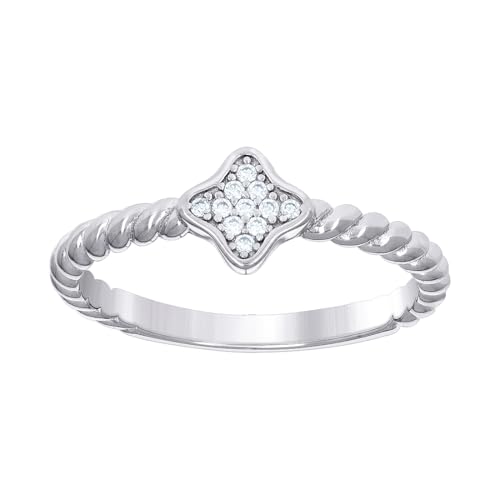 Verlobungsring für Damen, 925er-Sterlingsilber, Zirkonia, künstlicher Diamant, gedrehte Blume, 1,9 x 1,7 mm breit, Größe 6 Verlobungsring für Damen, 925er-Sterlingsilber, Zirkonia, künstlicher Diamant, gedrehte Blume, 1,9 x 1,7 mm breit, Größe 6 von JewelryWeb