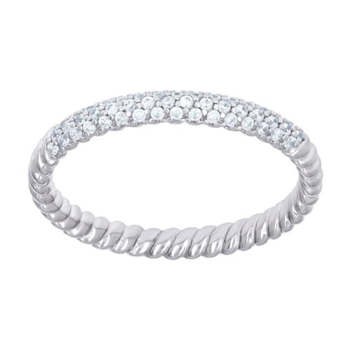 Verlobungsring für Damen, 925er Sterlingsilber, runder Zirkonia, simulierter Diamant, gedreht, S9, Größe 9, Verlobungsring für Frauen von JewelryWeb