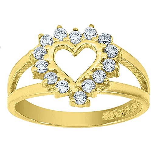 Verlobungsring für Damen, Gelbgold, Zirkonia, künstlicher Diamant, Liebesherz, Verlobungsring, Schmuck für Frauen, Zirkonia von JewelryWeb