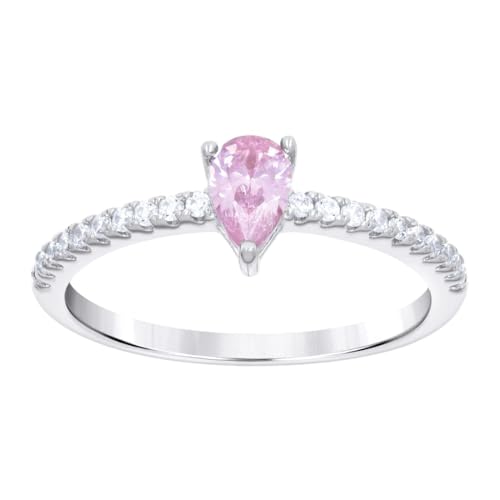 Verlobungsring für Damen aus 925er Sterlingsilber, rosa-weiße Birne, runder Zirkonia, simulierter Diamant, Größe 9, Verlobungsring für Frauen von JewelryWeb