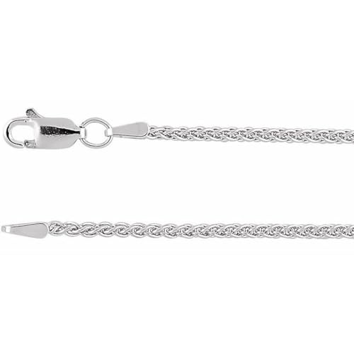 Weizenkette, 925er-Sterlingsilber, rhodiniert, 1,8 mm, Schmuck für Damen, 51 cm, One Size, Metall Silber Metall Rhodium Silberfarben, Kein Edelstein von JewelryWeb