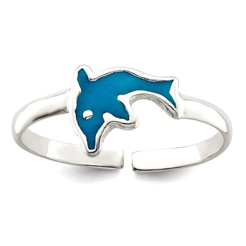 Zehenring aus 925er Sterlingsilber, poliert, emailliert, Delfin, Schmuck für Damen von JewelryWeb