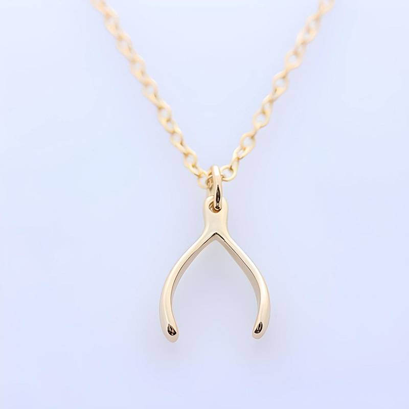 Gold Wishbone Halskette, 12K | 14Kg Alt Über Sterling Silber, Viel Glück Symbol. Wählen Sie Kette von JewelryWithAMeaning