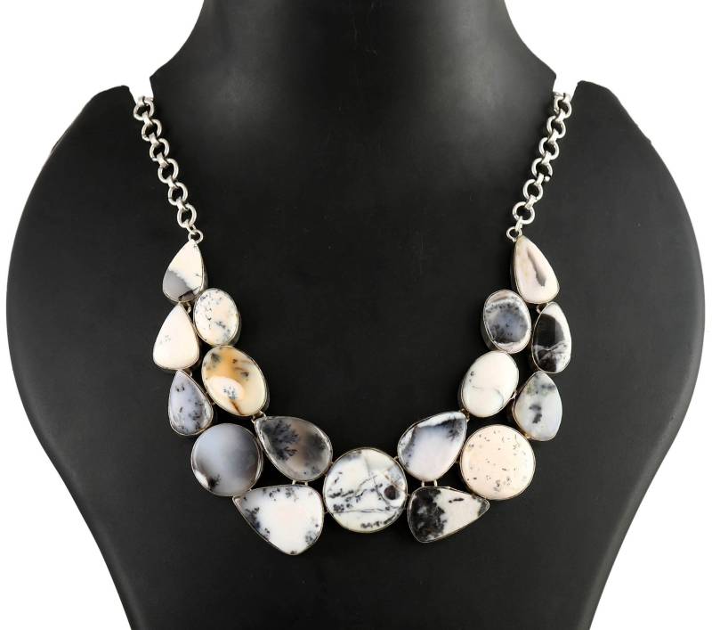 Echte 100% Natürliche Dendrit Opal Edelstein Halskette, Frauen Silber Handgemachte Boho Geschenk Halskette Schmuck, 18 Zoll Anpassen von JewelryWorldDesire