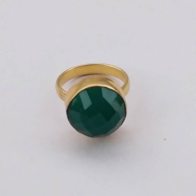 Grüner Onyx Ring, Handgemachter Vergoldeter Stapelbarer Mode Designer Stein Frauen Geburtstagsparty von Jewelryartsdesign