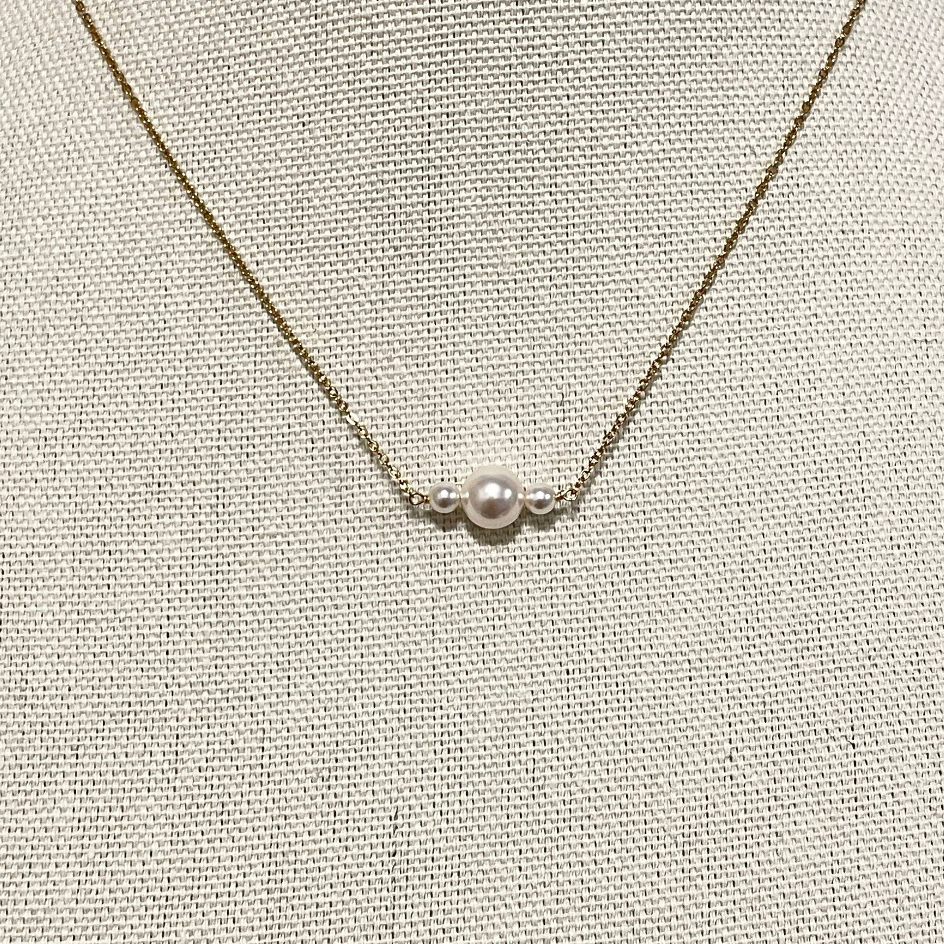 Dreifach Perlenkette 3 Weiße Gold Silber Roségold Halskette Geschenk Zum Jahrestag Geburtstag von Jewelrybank