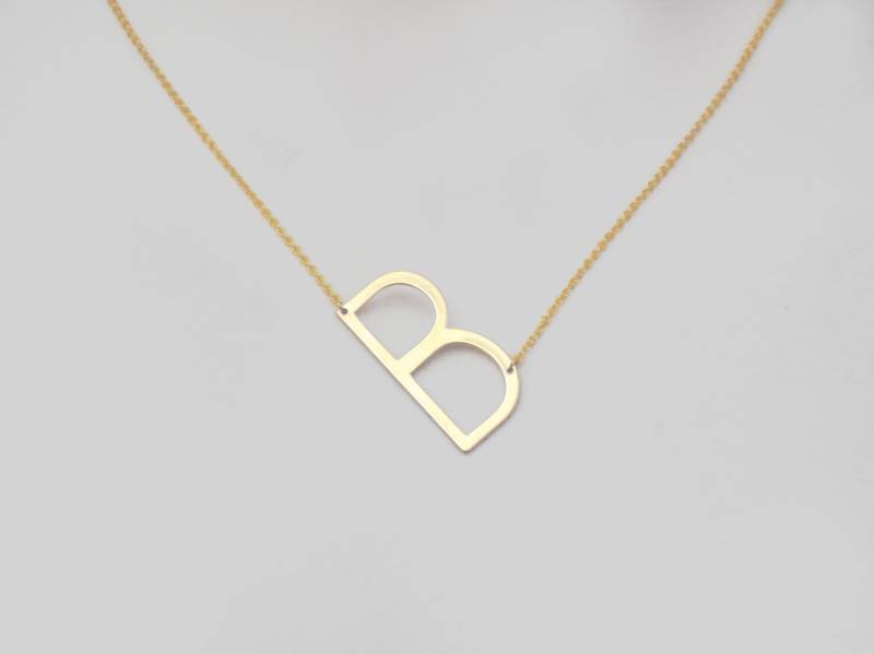 Personalisierte Halskette Große Buchstabe Anfangskette Großbuchstabe Erste Großbuchstaben von Jewelrybank