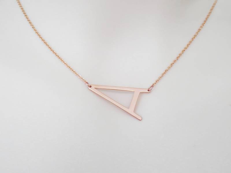 Personalisierte Rose Gold Erste Halskette, Große Initial Großbuchstaben Halskette von Jewelrybank