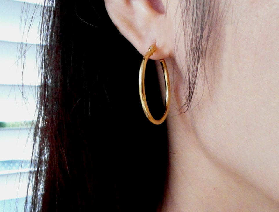 Gold Creolen 18K Überzogener Edelstahl, Anlaufbeständig von JewelrybyAudev