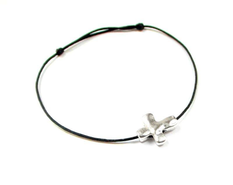 Silber Kreuz Schwarzes Schnur Armband, Großes Geschenk Für Ihn, Paar Glaube Schmuck, Verstellbares Geschenke Silber Kreuz Schwarzes Schnur Armband, Großes Geschenk Für Ihn, Paar Glaube Schmuck, Verstellbares Geschenke von JewelrybyAudev