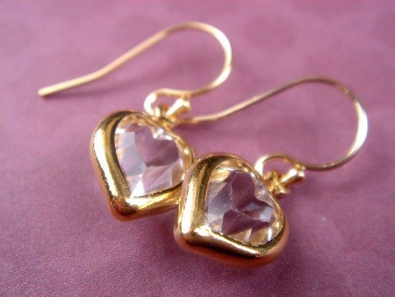 Swarovski Herz Ohrringe Vergoldete Strasssteine von JewelrybyAudev