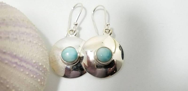 Larimar Halbedelsteine, Ummantelt in Einem .925 Sterling Silber Circle Design #526 von JewelrybyGerina