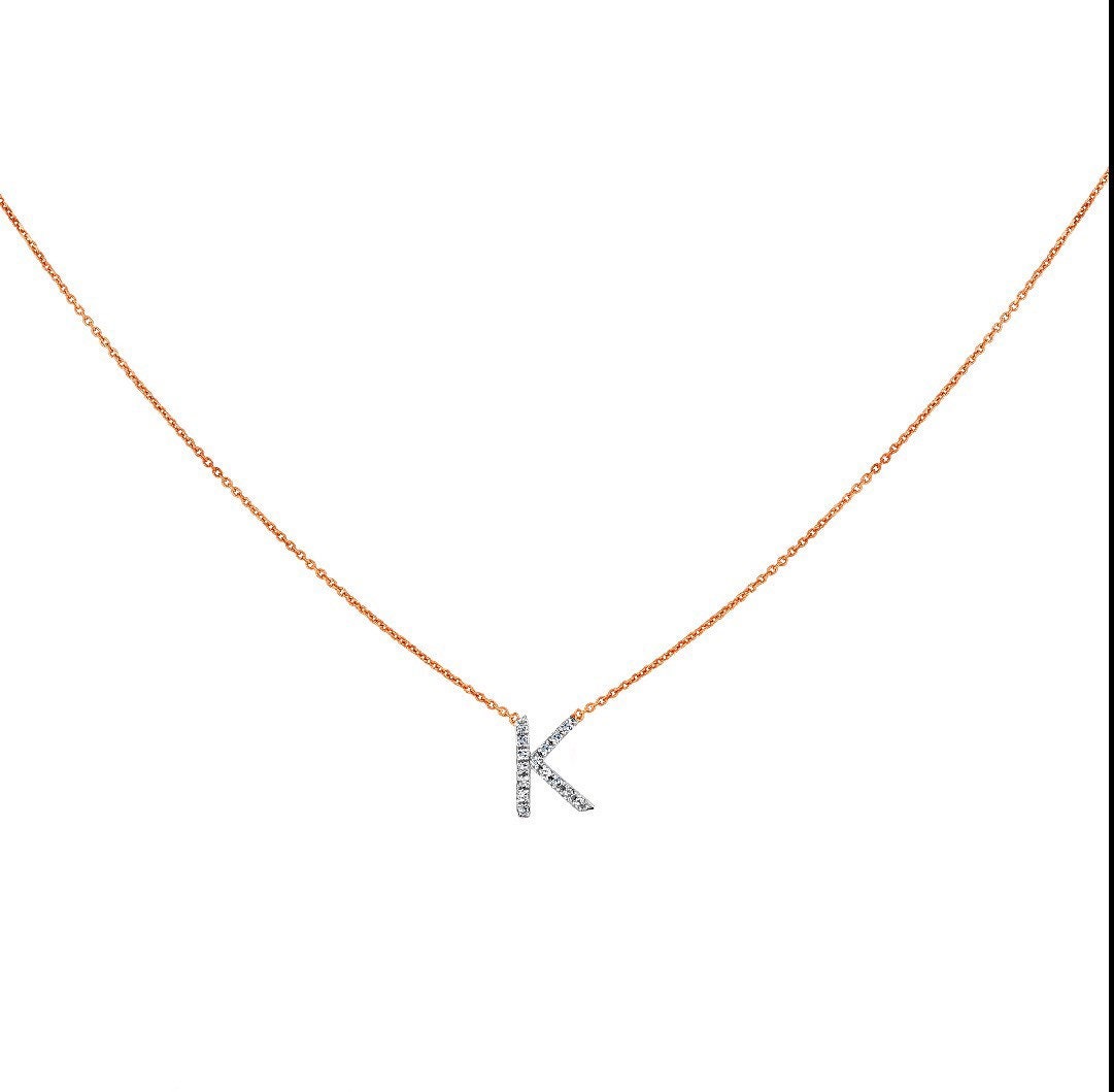 14 K Rose Gold Diamant Erste Halskette, Halskette 14 K Rose Gold Diamant Erste Halskette, Halskette von JewelrybyJSuhei