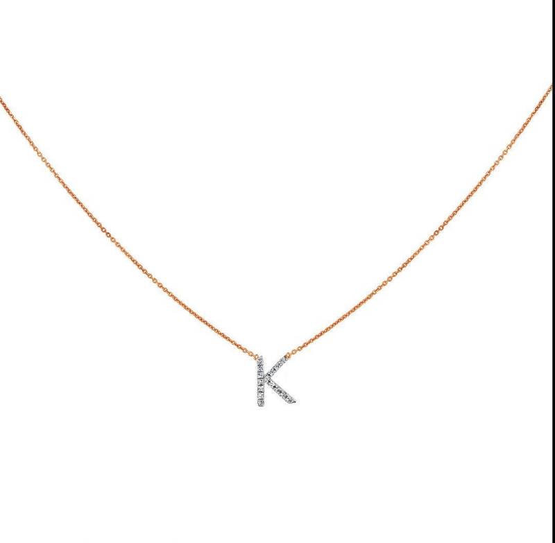 14 K Rose Gold Diamant Erste Halskette, Halskette 14 K Rose Gold Diamant Erste Halskette, Halskette von JewelrybyJSuhei